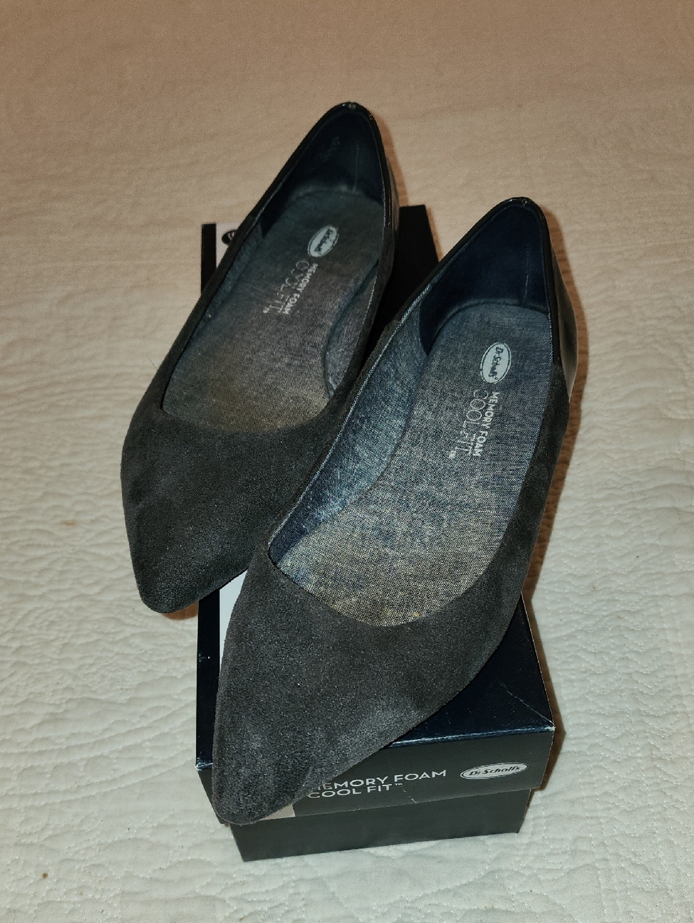 Dr. Scholl's Black Pointed-Toe Suede Flats